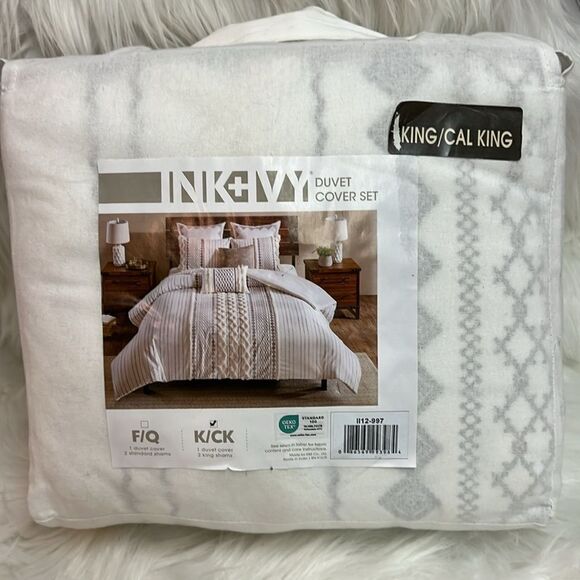 New! INK+IVY Imani 100% Cotton Duvet Mid Century Modern Design 3 Piece - Picture 16 of 16